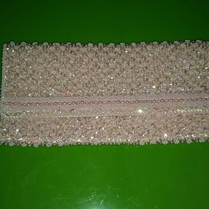 Pink clutch, with hand-stitched Crystal beading